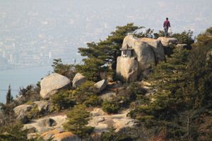 八丈岩山山頂手前から三頂山を振り返る