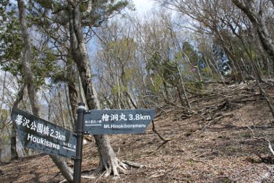 板小屋沢ノ頭直下で直角にコースが曲がる