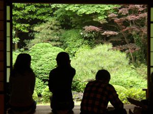 広間より庭園を望む