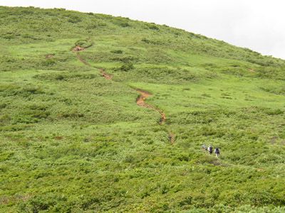 東栗駒から山頂をめざす