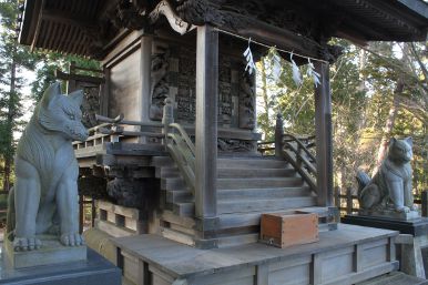 大口真神社、狛犬の代わりにオオカミ