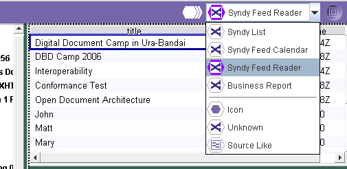 ドキュメント・ビュー・エリアのタイトル・バーにある"ボキャブラリコンポーネントの切り替え"をクリックします