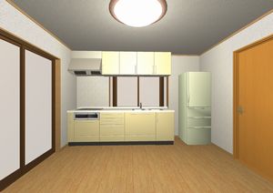 キッチンリフォームの3Dパーツ図
