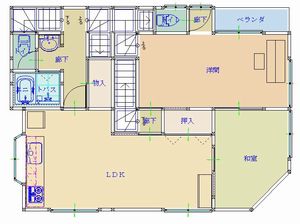 キッチンリフォームの平面図後