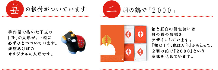 商品内容　丑の根付、二羽の鶴で２０００