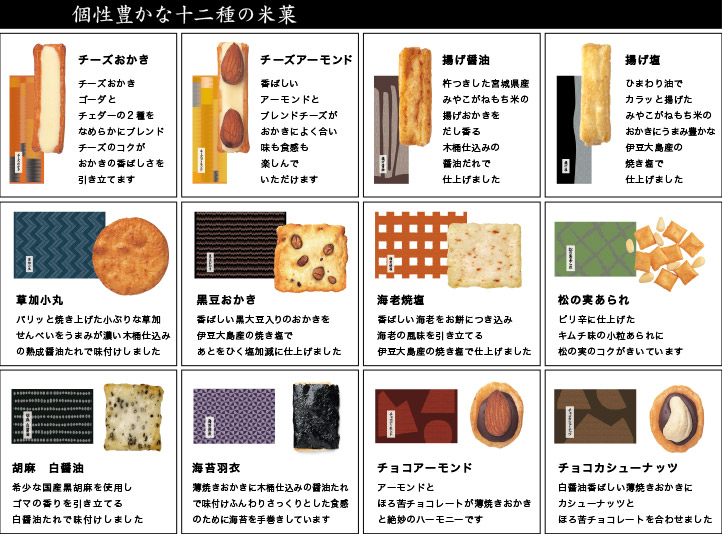 個性豊かな１２種の米菓