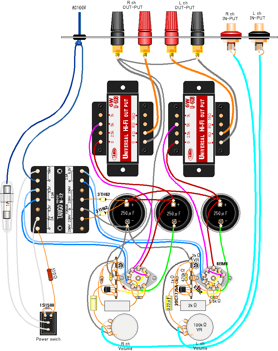 真空管アンプ 自作 6BM8/ECL82