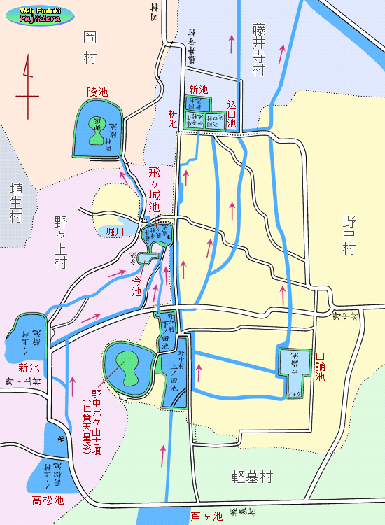 ④中ノ池(飛ヶ城池)と周辺のため池との関係がわかる絵図