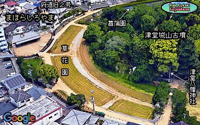 ③ 「まほらしろやま」と津堂城山古墳の疑似鳥瞰写真(南西より)