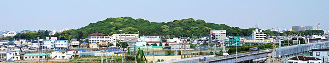 ① 誉田御廟山古墳の遠景(東より)