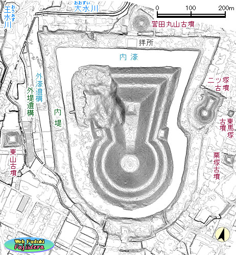 ⑪ 誉田御廟山古墳の微地形等高線図