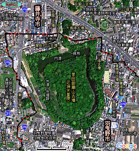 ④ 真上から見た誉田御廟山古墳