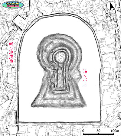⑥ 岡ミサンザイ古墳のレーザー測量による等高線図