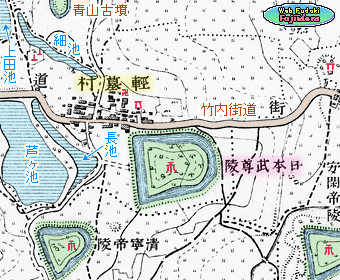 ⑩ 白鳥陵周辺の様子《明治３１年発行地形図》