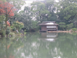 冬の京都、渉成園の漱枕居。