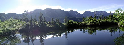 鏡池からの槍穂高連峰