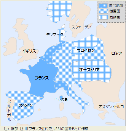 ナポレオン帝国の最大版図(1812年)