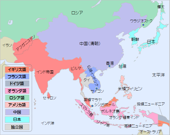 アジアの植民地(20世紀初頭)