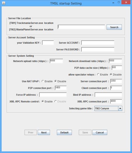 新規サーバ作成ウィンドウ&nbsp;1ページ目