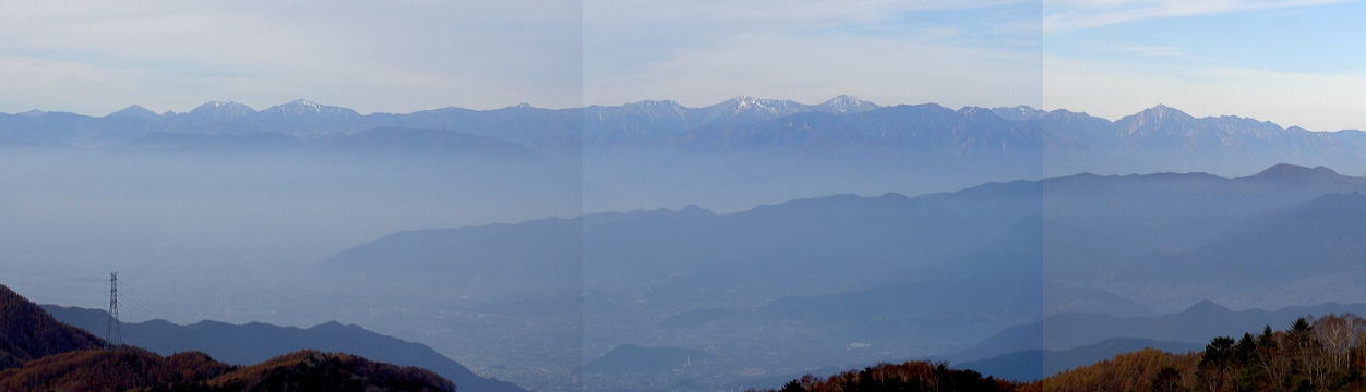 大菩薩峠から一望する南アルプスの山並み 合成
